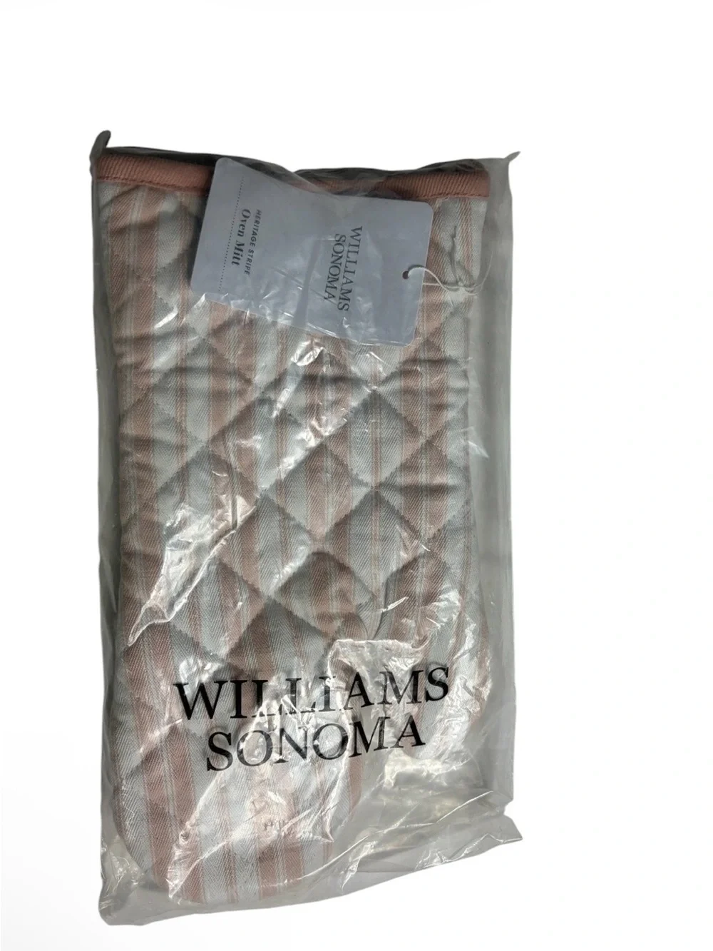 NWT Williams Sonoma heritage stripe oven mitt in dusty rose